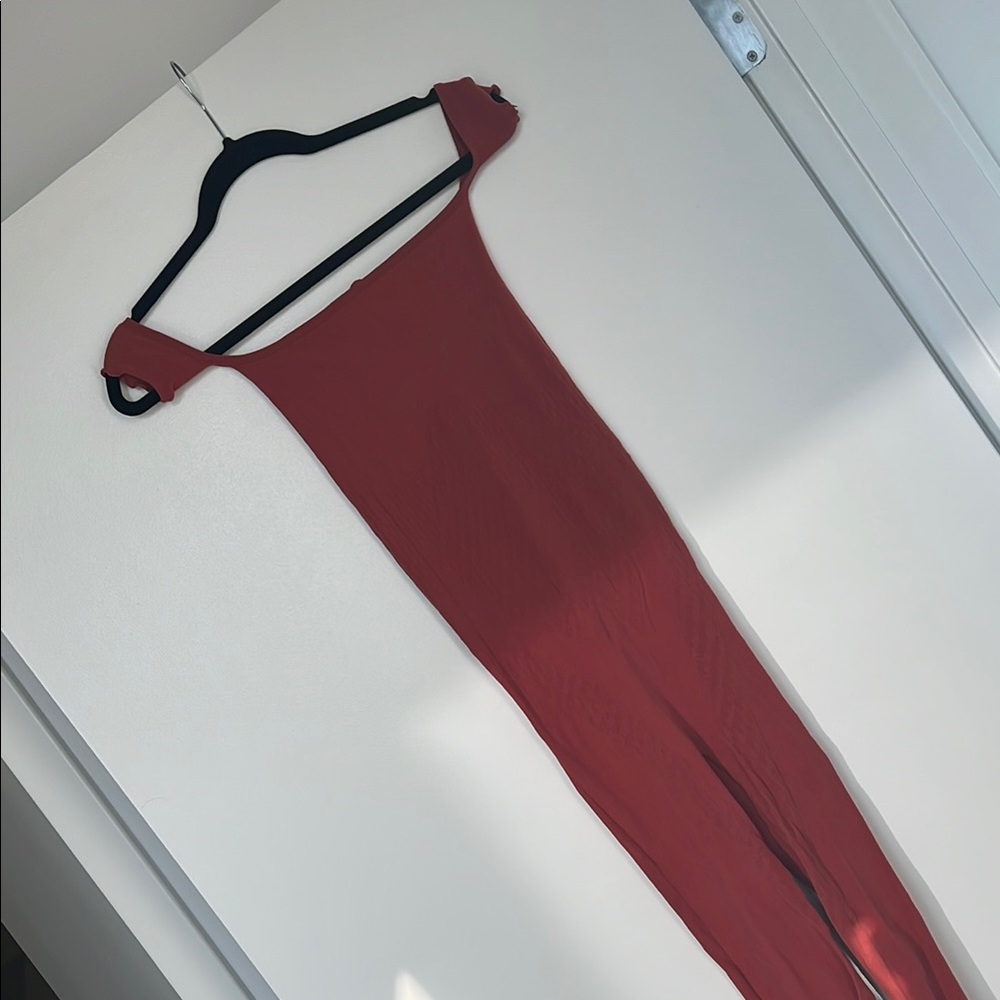 Poster Girl Deep Red Off-Shoulder Jumpsuit